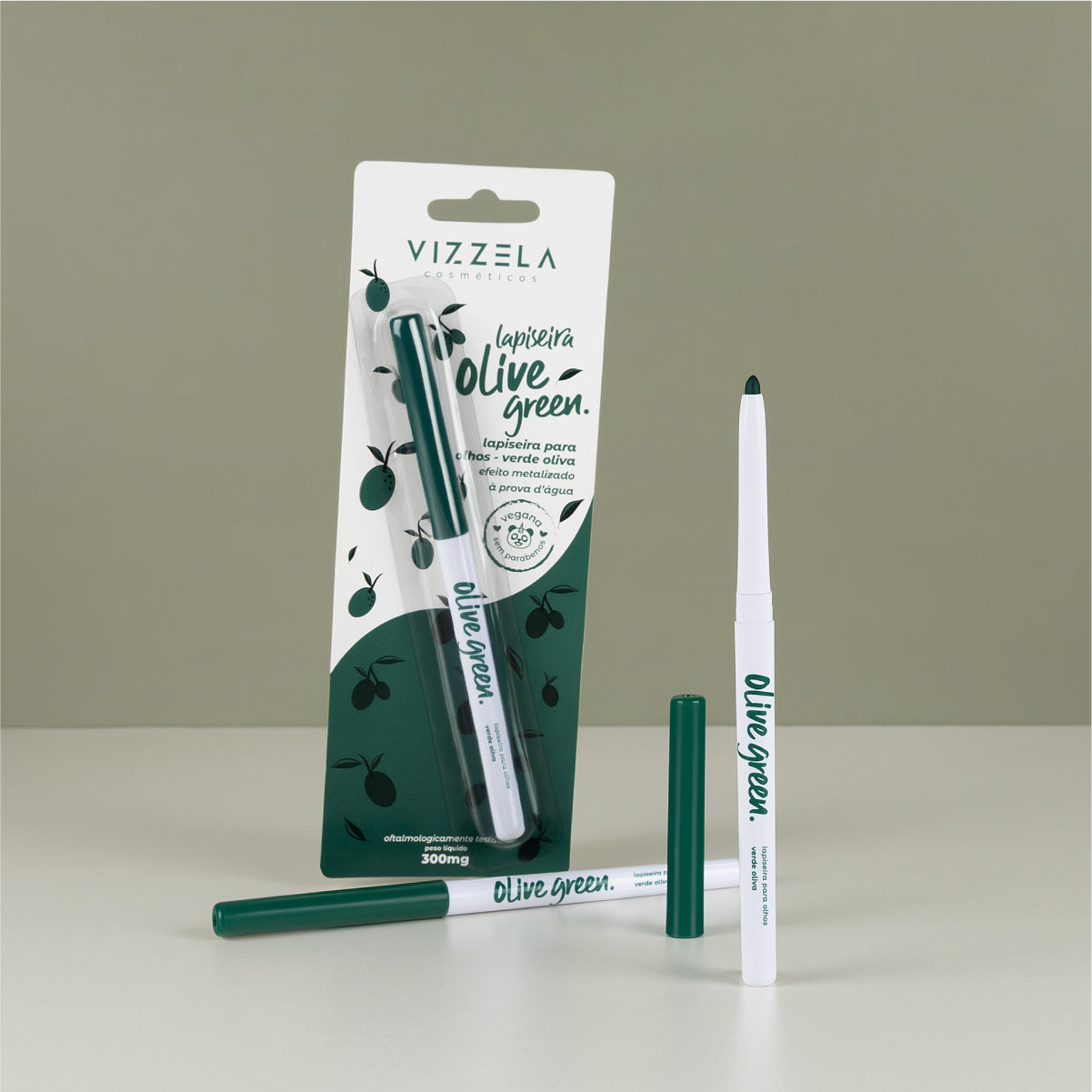 Lapiseira Para Olhos Olive Green - Vizzela - Verde Oliva Efeito Metalizado