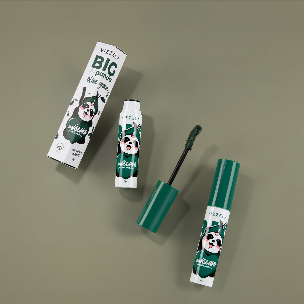 Máscara Para Cílios Big No Panda Olive Green - Vizzela - Verde